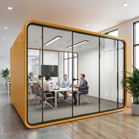 Cabine de réunion modulaire privée de haute qualité, grande taille, cadre en aluminium moderne, éclairage LED, insonorisée, pour hôtel intérieur
