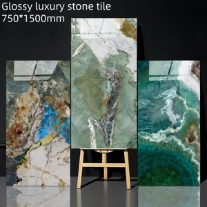 Céramique marbrée verte 750x1500-Carrelages de sol au design moderne et luxueux pour le salon, la salle de bain et le mur de la télévision de l'hôtel haut de gamme - Product Image 4