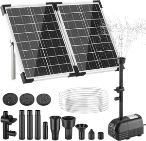 Bomba de Fuente Solar Decorativa para Exteriores de 25W, Panel de Vidrio, Motor sin Escobillas, 260L/H, 200cm, Kit Sumergible para Estanque de Jardín - Product Image 1