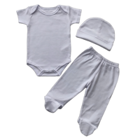 Romper Bayi Unisex Katun Khusus 6-12 Bulan Lengan Pendek Bernapas Ramah Lingkungan Set Hadiah Putih dengan Kancing Tekan