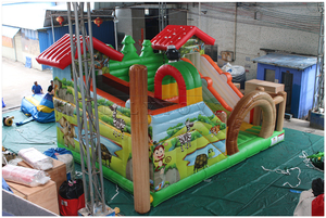 Nhà máy trực tiếp trang trại chủ đề Inflatable funcity nhảy lâu đài với slide và trở ngại - Product Image 2