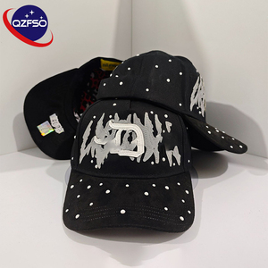 Casquette de baseball unisexe QZFSO Custom Sports, nouvelle collection, non structurée, effet vieilli, 5 panneaux, broderie 3D, strass, pour hommes. - Product Image 1