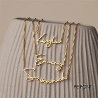 Collier avec pendentif en acier inoxydable plaqué or 14 carats personnalisé pour femme IVANDA, avec plaque de nom, lettre, gravable, chaîne, accessoire de bijoux