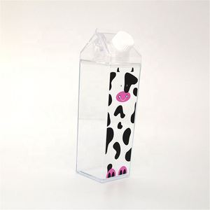 Custom Logo 500Ml 1000Ml Reusable Colored Square <b>Plastic</b> Transparent <b>Milk</b> Box Shaped Carton Water <b>Bottle</b> - Product Image 3