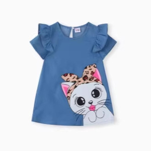 2026 Nuova Collezione Estiva Gonna in Cotone per Bambine, Design Cartoon, Trattamento Morbido, Stile Abito, Commercio Estero - Product Image 1