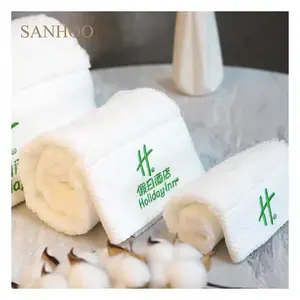 SANHOO Luxury Hotel Towel Soft Cheap White Custom Size Absorbent Face Bath Set Towel