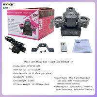 Mini projecteur de scène mobile 4-en-1 à 3 bras, avec laser, stroboscope, LED RGBWAUV, DMX512, IP20, CRI90, en aluminium et plastique, pour DJ et discothèque