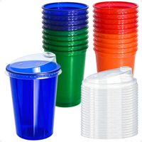 Gobelets en plastique jetables et réutilisables multicolores en gros avec couvercles rabattables pour boissons froides, fêtes, pique-niques, bars et événements