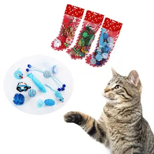 Lumière De Noël Bleu Chat Jouet Ensemble Pack Offres Spéciales Mini Souris Et Poisson Jouet Pour Chat Interagir