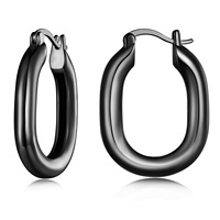 Boucles d'oreilles créoles plaquées noir, bijoux unisexes classiques, design rond simple, accessoire de mode