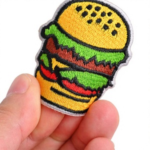 Custom Embroidered Burger Patch <b>Sew</b>-On Badge Cute Cartoon Food Applique Fabric Irregular Shape Garment Decor Hats Safety <b>Pin</b> - Product Image 2
