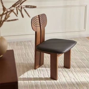 Dining Chair Solid Wood Walnut <b>Backrest</b> Modern Minimalist Style For Living Room And Small Apartments - Product Image 3
