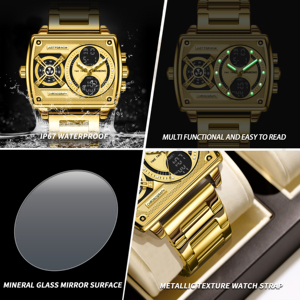 BINBOND 2026 Orologio da Polso Digitale da Uomo Impermeabile Luminoso con Doppio Fuso Orario, Quadrante Rettangolare, per Uomo - Product Image 3