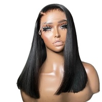 Perruque Lace Front Double Drawn Ultra-Lisse en Fibre Synthétique Haute Température, Vente en Gros Usine