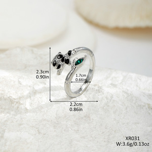 Panda Animal Open <b>Ring</b> Silver <b>Adjustable</b> With Green Leaf Design Unisex Jewelry Gift - Product Image 2