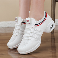 Chaussures de danse salsa latine légères pour femmes, baskets en tissu tricoté respirant avec semelle extérieure en caoutchouc antidérapante, idéales pour l'entraînement