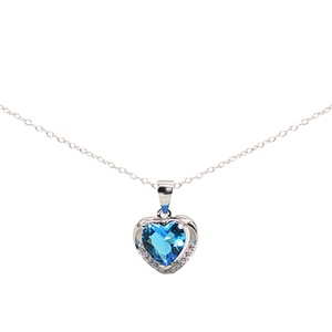 Pendentif minimaliste en argent sterling 925 Titanic le coeur de l'océan bleu océan petit coeur en or, colliers ras du cou femmes - Product Image 2