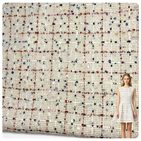 Tissu bouclé en tweed à carreaux 100% polyester avec paillettes multicolores pour blazer, manteau, gilet, robe, chapeau, sac et accessoires pour femmes, sur mesure
