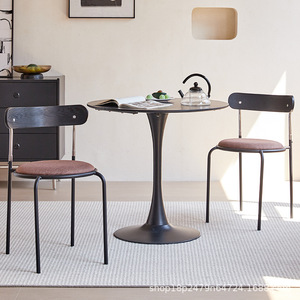 Chaise de salle à manger en bois massif, dossier rembourré, structure en métal, style nordique, pour la salle à manger à domicile, usage adulte - Product Image 1