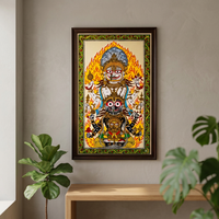Peinture traditionnelle artisanale Pattachitra, Avatar du Seigneur Jagannath Narasimha, origine Orissa, occasion Diwali, pour salon intérieur