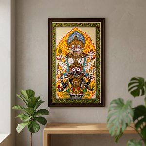 Pintura Tradicional Hecha a Mano Pattachitra del Dios Jagannath Narasimha Avatar, Origen Orissa, para la Ocasión de Diwali, Decoración de Interiores para Sala de Estar - Product Image 5