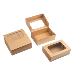 Kotak kue mewah Kemasan coklat hadiah logo kustom dekorasi kosong kertas Kraft jendela persegi - Product Image 3