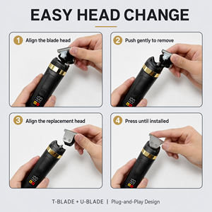 DOODA 2 en 1 Rasoir Électrique Professionnel Sans Fil pour Hommes, <span class=keywords><strong>Tondeuse</strong></span> à Barbe, Écran LCD, Rechargeable par USB, Multifonctionnel - Product Image 3
