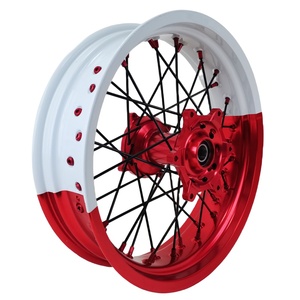 Ruedas <span class=keywords><strong>Supermoto</strong></span> de 17 Pulgadas 17x3.5 17x4.25 para CR <span class=keywords><strong>CRF</strong></span> 125 250 250R 450R, Bujes de Aluminio Bicolor CNC, Juego de Ruedas Motard de Competición - Product Image 5