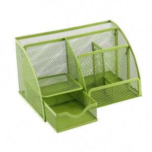 Desk Organizer with <b>Drawer</b> Desktop Wire Mesh Sorter with <b>6</b> Compartments for Pens Pencils and Letters - Product Image 6