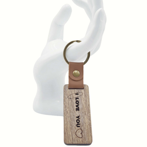 Customized Laser Engraved Wooden Keychain Set Creative Birthday Gift with Personalized Logo Dropshipping Couple Souvenir