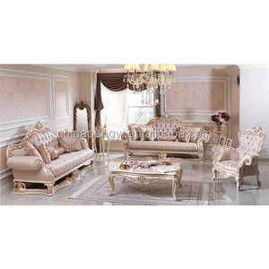 Ensemble de canapés Louis XV en bois massif sculpté à la main, style américain classique, avec broderies et décorations à pompons, vente en gros - Product Image 2