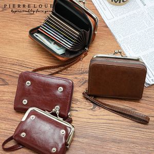 Pierre Loues Oil Waxed Leather Coin Purse 5 Inch Retro Zipper <b>Mini</b> <b>Bag</b> With Clasp Unisex Everyday Use - Product Image 2