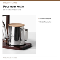 Set Penggiling Kopi Manual Circle Joy dengan Mata Pisau Baja, Kit Pour Over, Dudukan Kayu Akasia, Teko 350ml, Server 300ml, Pengocok Susu, dan Dripper