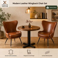 Ensemble de chaises de salle à manger en cuir PU caramel avec table ronde et 2 chaises à dossier haut, mobilier de restaurant, vente en gros, fournisseur d'usine