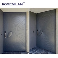 Fournisseur chinois Rogenilan, portes coulissantes en aluminium à double vitrage, fenêtres extérieures, portes coulissantes vitrées trempées pour villa