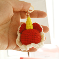 Vente en gros de porte-clés en crochet fait main pour le Nouvel An chinois, tête de lion dansant porte-bonheur, mini poupée en tricot amigurumi, breloque pour sac, pendentif, porte-clés