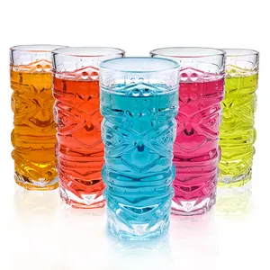 410ml thiết kế độc đáo Tiki phong cách 410ml chì miễn phí pha lê nhăn mặt mô hình Tiki glass cup nước thủy tinh