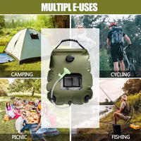 Stockage d'eau de camping en plein air avec logo personnalisé et sac de douche portable à chauffage solaire 5 gallons/20L PVC pour les voyages à la plage