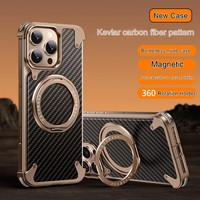 Étui de luxe pour iPhone 16 Pro Max avec support magnétique invisible à 360° pour iPhone 16 Pro, idéal pour les hommes - Dropshipping