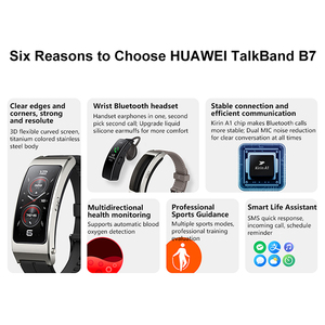 Montre connectée Talk Band B7 avec surveillance de la fréquence cardiaque, de l'oxygène sanguin et de la santé, écran AMOLED, écouteurs, bracelet intelligent - Product Image 5