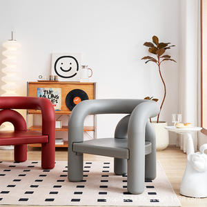 Sillón de Diseño Nórdico Moderno con Tubo Curvo, Sillón Individual para Sala de Estar, Sillón de Plástico Relleno de Espuma, para Adultos y Personas Mayores - Product Image 1