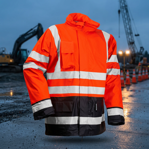 Custom Safety Workwear Men's Hi-Vis Waterproof Polyester Rain <b>Jacket</b> for Adults From Work <b>Jacket</b> - Product Image 2