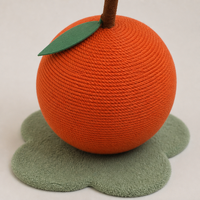 YAOYUE Boule à gratter pour chat en sisal orange, jouet à gratter en corde de sisal ronde avec base en peluche verte en forme de feuille, grandes et petites tailles