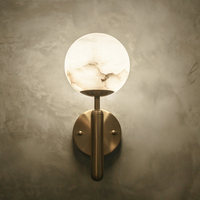 Applique Murale LED en Cuivre Massif et Marbre, Design Créatif Postmoderne de Luxe Léger pour Salons, Chambres et Salles à Manger, Abat-jour Blanc