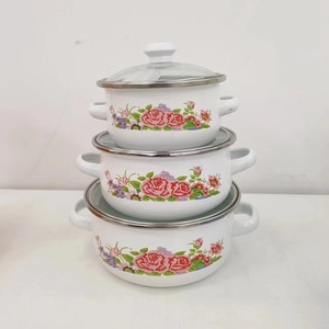 BOYANG-<span class=keywords><strong>Mini</strong></span> <span class=keywords><strong>olla</strong></span> de esmalte de orquídeas con tapa de vidrio, cazuela de <span class=keywords><strong>hierro</strong></span> <span class=keywords><strong>fundido</strong></span> de fresa, 3 unidades - Product Image 5