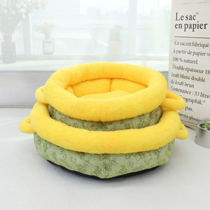 Round Pet <b>Bed</b> Double-Layer Polyester Fiber Cat <b>Dog</b> Nest Warm Winter Sleeping Pad Four Seasons Use - Product Image 2