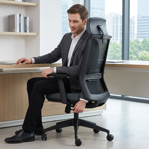Chaise de bureau ergonomique en cuir PU, hauteur réglable, accoudoirs 4D, design moderne, base en acier, cadre en plastique, pivotante, pour la maison et le bureau - Product Image 1
