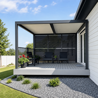 Pergola Bioclimatique Motorisée en Aluminium Thermolaqué 3x5 4x4 6x4m avec Stores Coupe-Vent, Montage DIY pour Extérieur