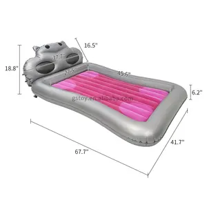 여행 호텔 하마 만화 스타일 어린이 수면 에어 매트 PVC 몰려 폭발 침대 아이 풍선 매트리스