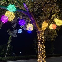 Neue LED-Rattan-Kugelleuchten für Innen- und Außenbereiche, Große Rattan-Weihnachts- und Festdekoration, Hängeleuchten